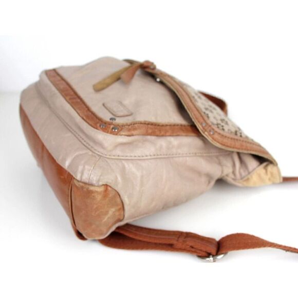 THE SAK BEIGE BROWN GENUINE LEATHER CONVERTIBLE BACKPACK SHOULDER BAG X-BODY main image 5